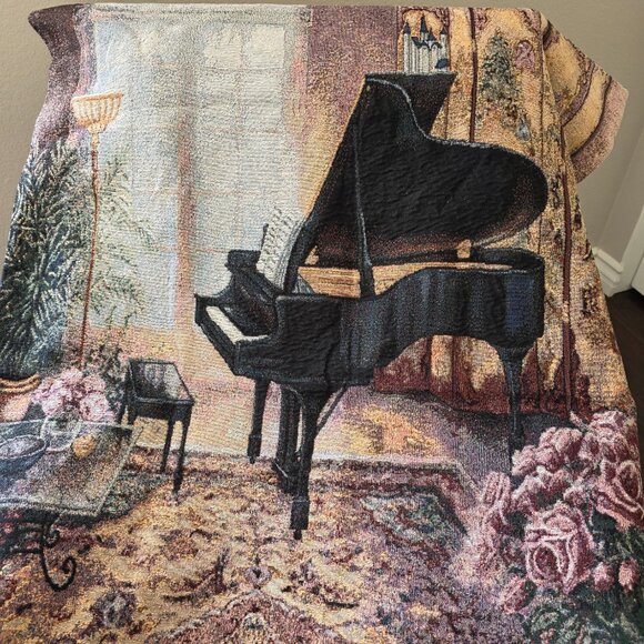 NEW Lena Liu Music Room Grand Piano Violin Tapestry Large Wall Hanging 59x37 USA - Picture 2 of 6